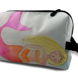 10x4x6 Tropical Mermaid Large Zipper Pouch, Art Bag, Make Up Bag, Toiletry Bag, Gift For Bro, Gift For Gf, Gift For Bf