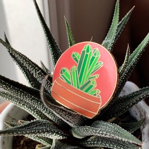 Crystal Cactus and Succulent Enamel Pin image 2