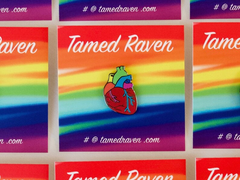 Gay Pride Rainbow Anatomical Heart Enamel Pin image 3