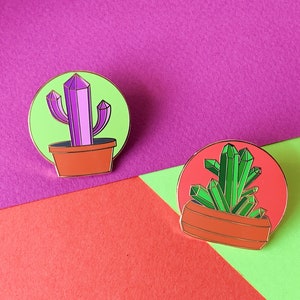 Crystal Cactus and Succulent Enamel Pin image 3