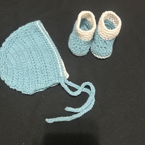Baby boy Bonnet and Booties set