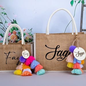 Personalized Bridesmaid Burlap Bag - Custom Name Jute Bag for wedding