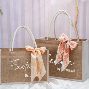Bolsa de arpillera personalizada, regalo para dama de honor, bolsa de playa, regalo para despedida de soltera, bolsa de agradecimiento, regalo de boda.