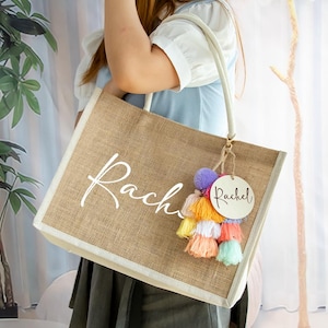Personalized Bridesmaid Burlap Bag,Burlap Tote Bags,Name Jute Tote Bags,Monogram Beach tote bag,Bachelorette Party Bags,thank you bag