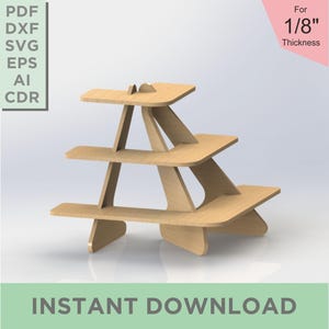 Laser Cut Display Shelf SVG File for 1/8 Wood, Tiered Organizer Template, Glowforge Project, Digital Vector Cut File