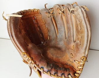 Vintage Leather Baseball Mitt Worn In Small Size Glove with Aged Patina Wilson