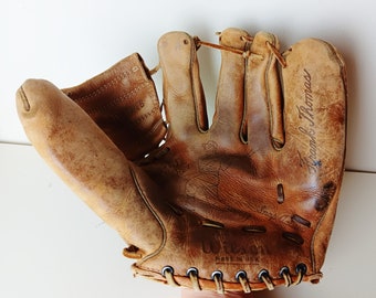 Vintage Leather Baseball Mitt Small Size Glove with Aged and Worn Patina Wilson