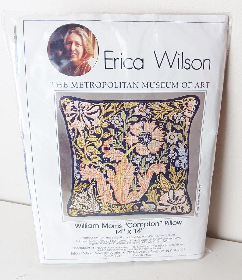Kit Broderie Erica Wilson – Honey Haven, Oreiller, Motif Fleurs, Vintage