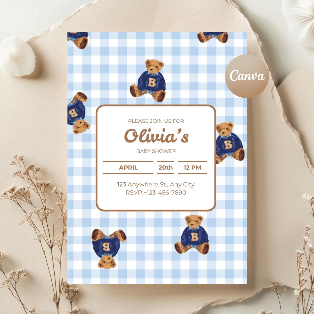 Ralph Lauren & Polo Bear Baby Shower Invitation Template | Editable ...