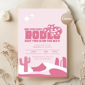 Not Her First Rodeo Baby Shower Invitation Template | Editable Canva Template | Printable Digital Invitation | Instant Download | Cowgirl