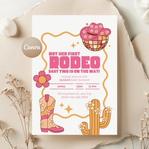 Not Her First Rodeo Baby Shower Invitation Template | Editable Canva Template | Printable Digital Invitation | Instant Download | Cowgirl