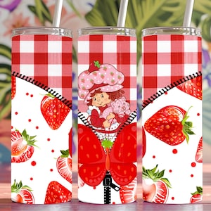 20oz Sublimation Design 9.3x8.2 Tumbler Wrap Straight, Design Strawberry shortcake