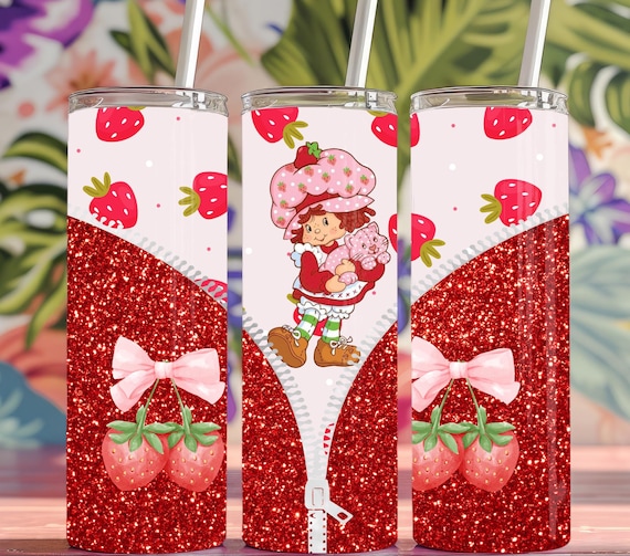 20oz strawberry shortcake  sublimation tumbler designs 9.3x8.2 straight tumbler wrap png digital download