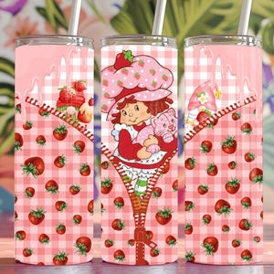 20 Unzen Sublimationsdesign wickeln 9,3x8,2 Straight Tumbler Wrap Strawberry Shortcake