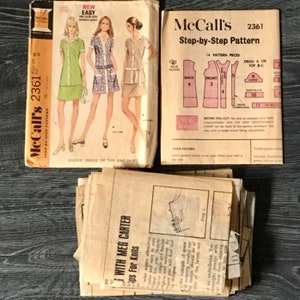 McCalls 2361, Size 16 Bust 38 Misses Dress or Top and Skirt Vintage Sewing Pattern from 1970 image 3