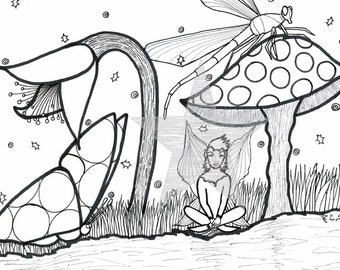 Fairy Meditation Colouring Page