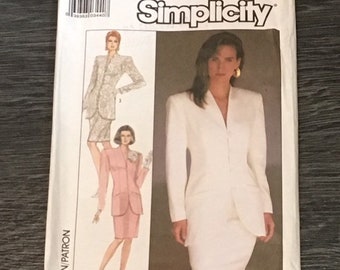 Simplicity 8433, Misses' Size 10 Semi-Fitted Suit with Lined Jacket, Vintage Sewing Pattern from 1987