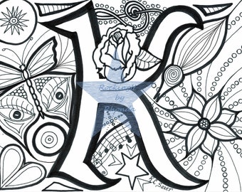 K Colouring Page