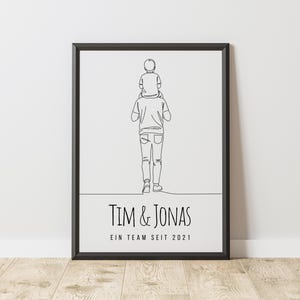 Dad & Child Poster – Personalized Line Art Illustration – “A Team Since…” – Gift for Dad – Digital Download A1