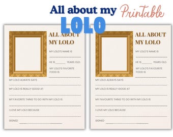 All About My Lolo Printable, Father's Day Gift (PDF)