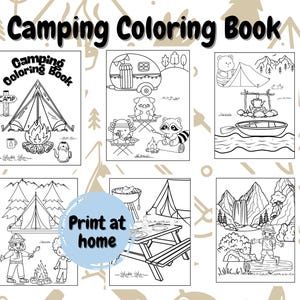 Camping Coloring Book, Kids Camping Activity, Outdoor Activity, Camping Coloring Sheets, Printable Camping Pages, Outdoor Coloring Pages
