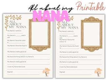 Alles über meine Nana Fragebogen, Muttertag Andenken (Digitaler Download)