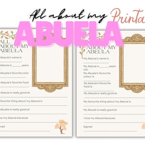All About My Abuela, Printable Abuela Gift, Mother&#39;s Day Gift, Abuela Birthday Gift, DIY Gift for Abuela, Abuela Fun Questionnaire