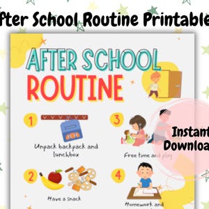 Kids After School Routine, After School Schedule, Kids Visual After School Chart, After School Responsibility Routine