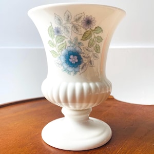 Vintage Wedgwood Clementine Bone China Urn Vase | Hand-Painted Blue Floral Classical Centerpiece