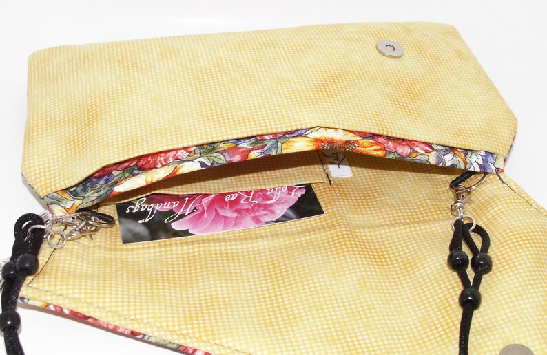 Handmade clutch green yellow shoulder bag red Sunshine Garden Lella/'s Bag by Lella Rae on Etsy Orange Cotton