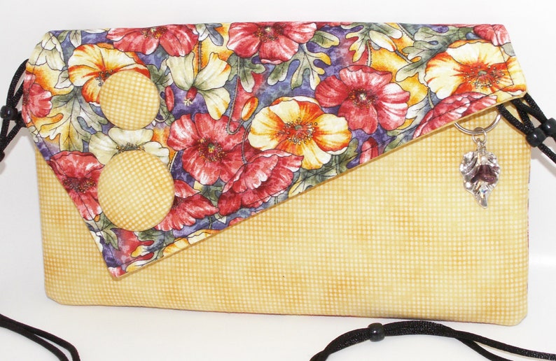 Handmade clutch green yellow shoulder bag red Sunshine Garden Lella/'s Bag by Lella Rae on Etsy Orange Cotton
