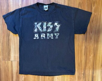 Vintage KISS ARMY-T-shirt MED Black Camo Letters-logo Vintagevinyl 2006