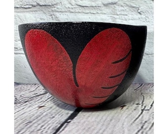 Kosta Boda Heart Bowl Ulrica Hydman-Vallien Vidrio negro texturizado Post moderno