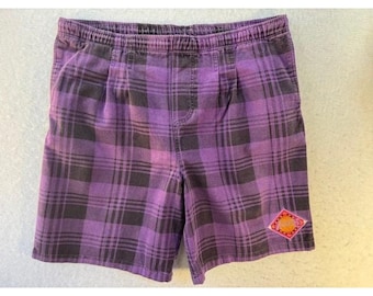 Pantalones cortos de algodón a cuadros morados de los LA Lakers, estilo vintage de los 90, talla XL para hombre, NBA In The Paint Y2K