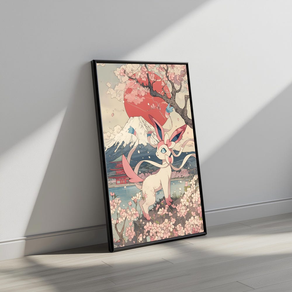 Sylveon Vintage Japanese Poster | Digital Download Pokemon Wall Art | Anime Poster Bespoketshirt Collections