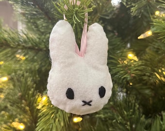 white bunny felt christmas ornament