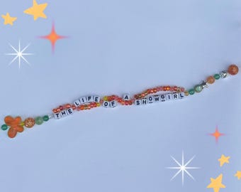 custom showgirl beaded friendship bracelet orange and green