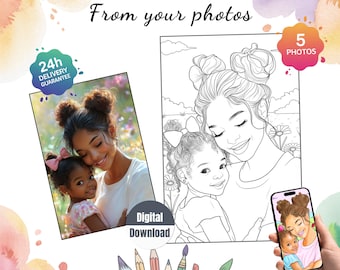 Página para colorear con foto personalizada: Retrato personalizado (descarga digital)