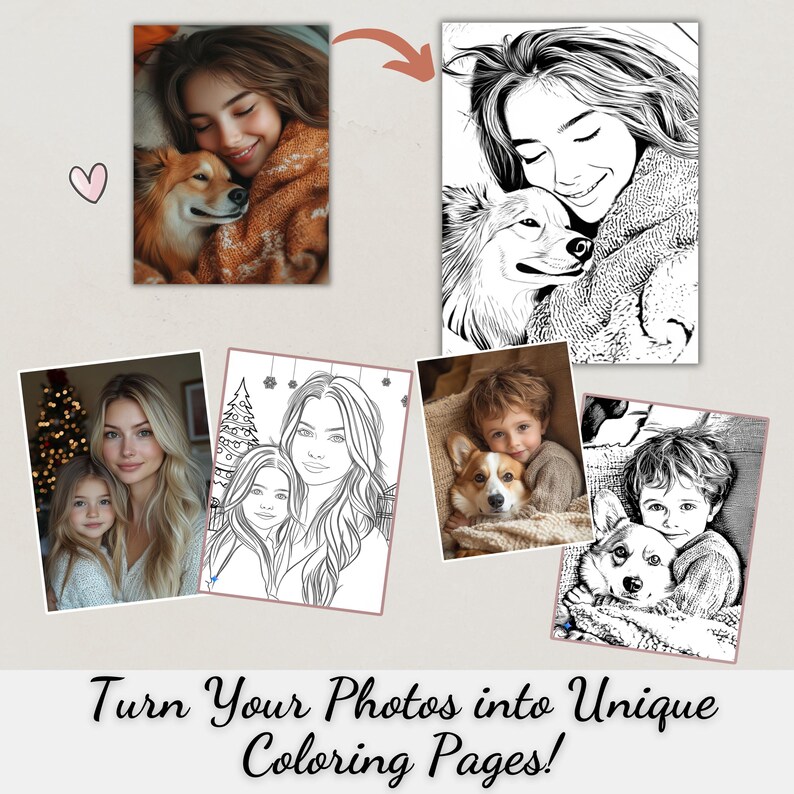 Personalized Photo Coloring Page Custom Portrait Gift (digital