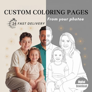 Pages à colorier personnalisées, image personnalisée à colorier, téléchargement numérique, livre de coloriage imprimable, cadeau pour enfant, livre de coloriage de mariage