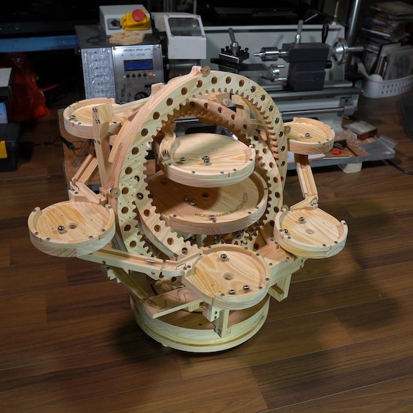 Wooden Marble Machine: The Planet Kinetic Art DIY Kit