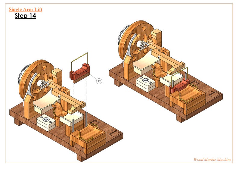 Wooden Kinetic Marble Machine Kit - Single Arm Lift - Etsy