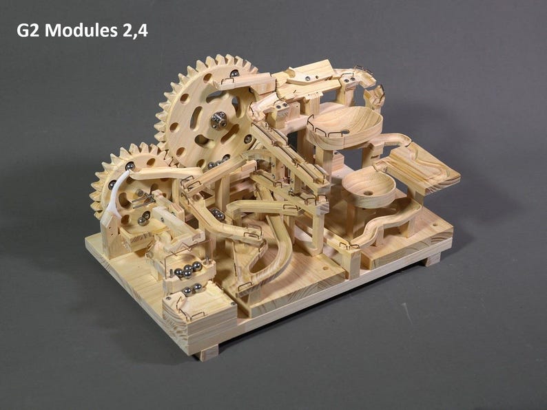 Wooden Marble Run Kit: 3D Mechanical Puzzle, DIY Double Gears Lift - Etsy