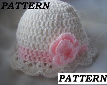 Crochet Pattern: Rose Baby Hat  Dressy Girl's Hat  GC101