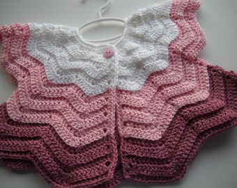 Crochet Baby Sweater, 6-12 mo, Chevron, Sleeveless,