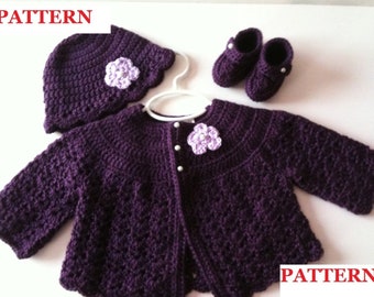 Patrón de ganchillo: Conjunto de suéter estilo columpio para bebé GC 105