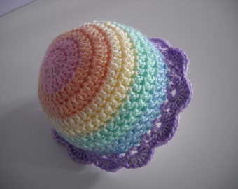 Crochet Baby Rainbow Hat Pastels