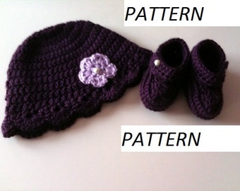 Crochet Pattern: Baby Hat and Booties  GC109