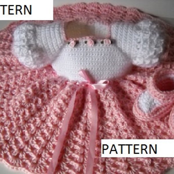 Crochet Pattern Baby dress and booties, GC108