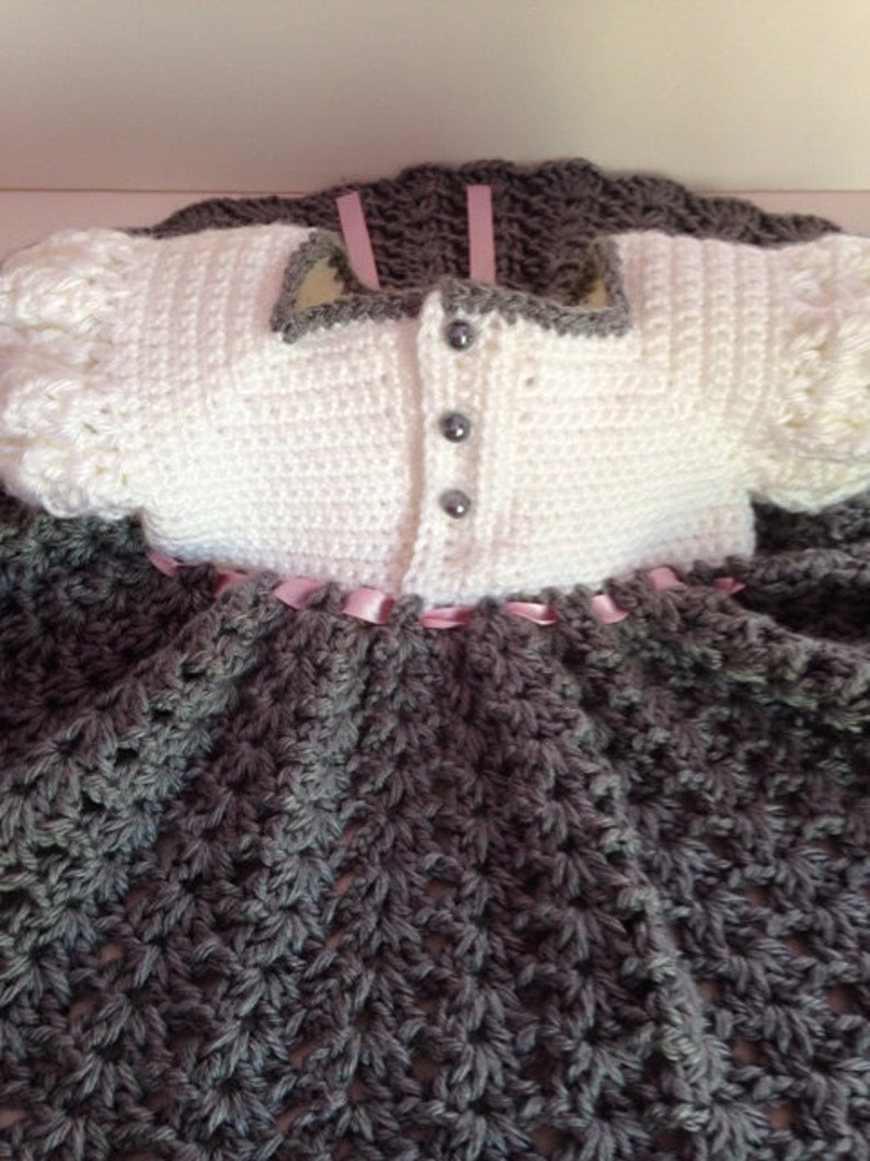 Crochet Baby Dress Grey and White Baby Dress Etsy